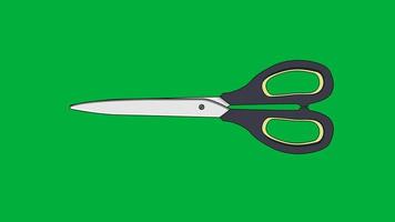Animated scissors. Flat scissors animation from open to close. Loop. Isolated on green screen. perfect for your graphic resource video