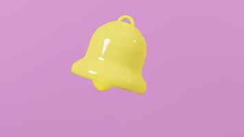 animated bell 3D yellow icon. Loop. 4K motion graphic suitable for social media template video