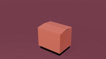 animated open cardboard box. 3D. on maroon background and green screen video