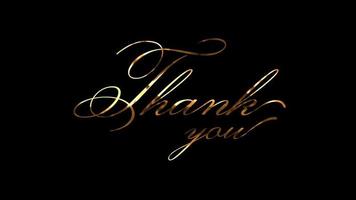 tacka du animerad, firande, händelse, lyckönskningar, meddelande, uppskattning tacka du text animation. handskriven i guld och svart bakgrund för rörelse grafisk video