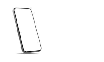 Mockup smartphone device tilted sideways with empty space for text. Vector illustration.