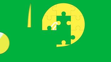 animiert kreativ Idee, Licht Birne Symbol Puzzle Puzzle auf Grün Chroma Schlüssel Hintergrund. Idee, Bildung oder Technologie Konzept 4k Video Bewegung Grafik Animation. Bewegung Grafik Design