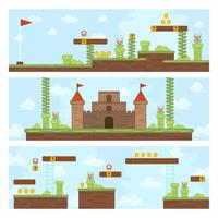 sencillo arcada retro juego bandera en plano estilo vector