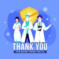 gracias usted a el doctores, enfermeras, médico personal quien trabajo en hospital y luchando el coronavirus para a nosotros. vector
