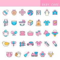 Colorful Baby care icon set in flat style. vector