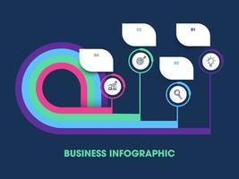 Presentation Business Infographic with 4 Step Icons on Blue Background. vector