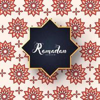 Ramadán kareem fuente en estrella etiqueta en mandala modelo antecedentes. vector