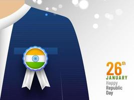 Human Wear Formal Suit With Indian Ribbon Badge On The Occasion Of 26th January, Happy Republic Day. vector