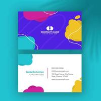 Abstract Business Card Template Layout In Front And Back View. vector