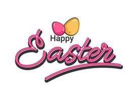 Happy Easter Font with Eggs on White Background. vector