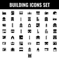 Glyph Building Icon Set on White Background. vector