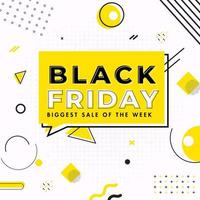Black Friday Biggest Sale Of The Week Text on White and Yellow Abstract Geometric Background. vector