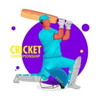 Faceless Batsman Player with Noise Effect on Purple and White Background for Cricket Championship. vector