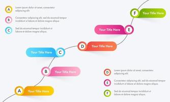 Business Infographic Six Options Template Layout for Presentation, Workflow. vector