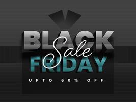 Black Friday Sale Poster Design with 60 Discount Offer on Dark Grey Background. vector