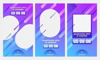 Abstract Instagram Stories Template Design Set with Something New Is Coming Text and Space For Image. vector