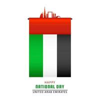 UAE Flag With Famous Architecture On White Background For Happy National Day. vector