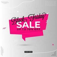 Black Friday Sale Pink Ribbon, Poster Design with 70 Discount Offer on Grey Halftone Effect Background. vector