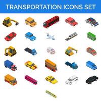 Colorful Transport Vehicle 3d isometric icon set. vector