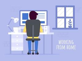 Working from home in quarantine. Vector Illustrations of Working at Home Concept. People at Home.