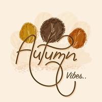 Autumn Vibes Font with Noise Texture Effect Trees on Pastel Peach Background. vector