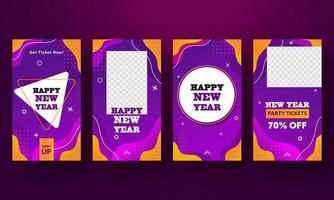 happy New Year Template Design Set With Space For Product Images On Abstract Background. vector