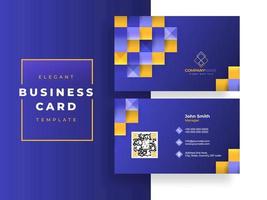 Blue business card template layout or visiting card design with square pattern. vector