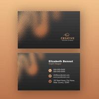 Double-Sides Business Card With Halftone Effect On Peach Background. vector