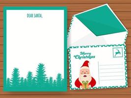 Dear Santa Empty Letter With Double-Sides Envelope For Merry Christmas. vector