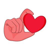 Hand Holding Red Heart on White Background. vector