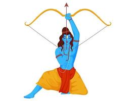 Illustration of Lord Rama Holding Bow Arrow on White Background. vector