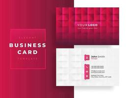 Elegant business card template layout with square pattern in pink and white color. vector