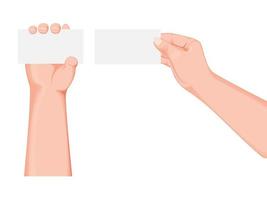 Two Hands Holding a Card or Empty Paper on White Background. vector