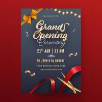 Grand Opening Ceremony Invitation Template Layout With Event Details. vector