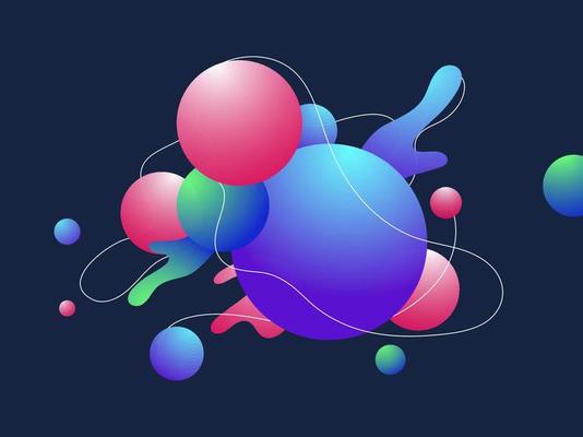 Colorful abstract ball or spheres patterns element on blue background.