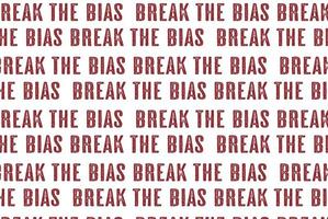 Raising awareness of prejudice. Break The Bias 2023 women's day concept. red text seamless pattern vector