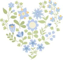 corazón floral de flores azules vector