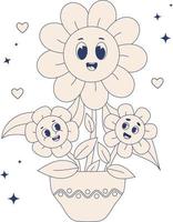 Retro  groovy daisy flowers power vector