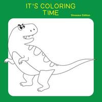 Educational printable worksheet. Coloring dinosaur worksheet for children. Coloring activity for kids. Vector illustrations.