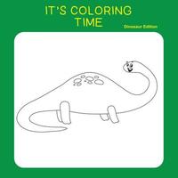 Educational printable worksheet. Coloring dinosaur worksheet for children. Coloring activity for kids. Vector illustrations.