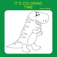 Educational printable worksheet. Coloring dinosaur worksheet for children. Coloring activity for kids. Vector illustrations.