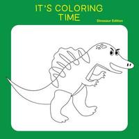 Educational printable worksheet. Coloring dinosaur worksheet for children. Coloring activity for kids. Vector illustrations.