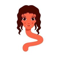 rokurokubi o largo cuello de miedo mujer en blanco antecedentes. vector