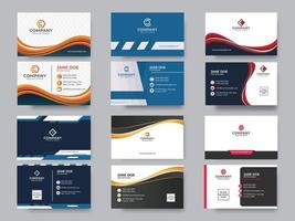 Editable Business Card Or Horizontal Template Design Set On Grey Background. vector