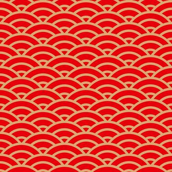 Chinese Pattern Or Semi-Circle Overlapping Background. vector