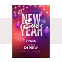 New Year Eve Party Flyer Design With Gradient Effect. vector