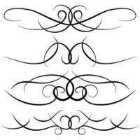 Set of vintage decorative curls, swirls, monograms and calligraphic borders. Line drawing design elements in black color on white background. Vector illustration.