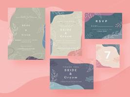 Abstract Wedding Invitation Card Design Set on Pink Background. vector