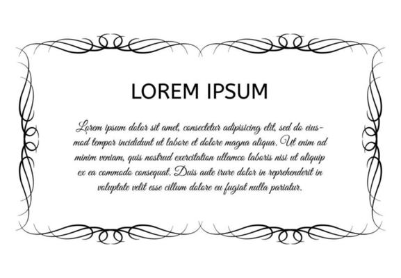 Decorative vintage horizontal frame with the place for your text in center. Vintage ornament greeting card template. Vector illustration.