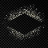 Rhombus frame with silver glitter on dark transparent background. Empty background. Vector illustration.